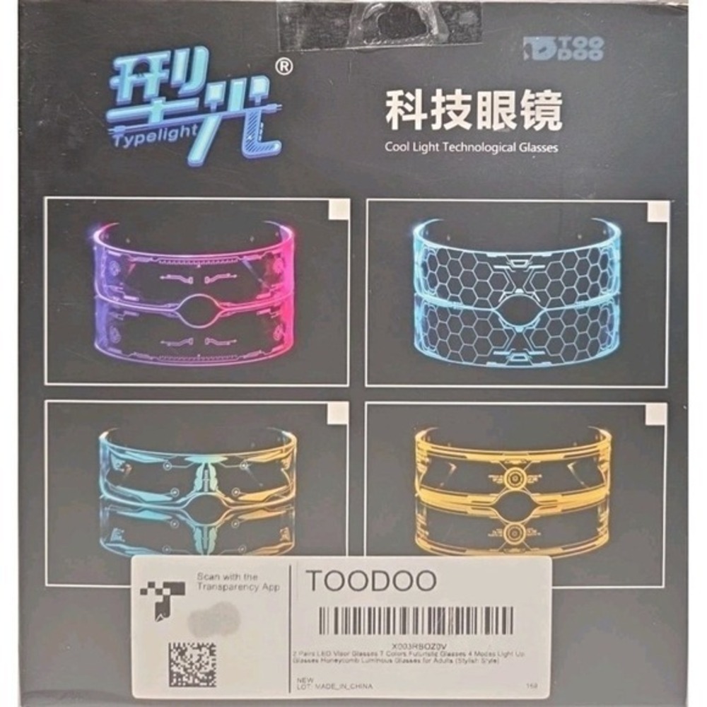 Futuristic LED Glasses Light‎ Up Glasses Cool Neon Cyber Robot Sunglasses  NEW